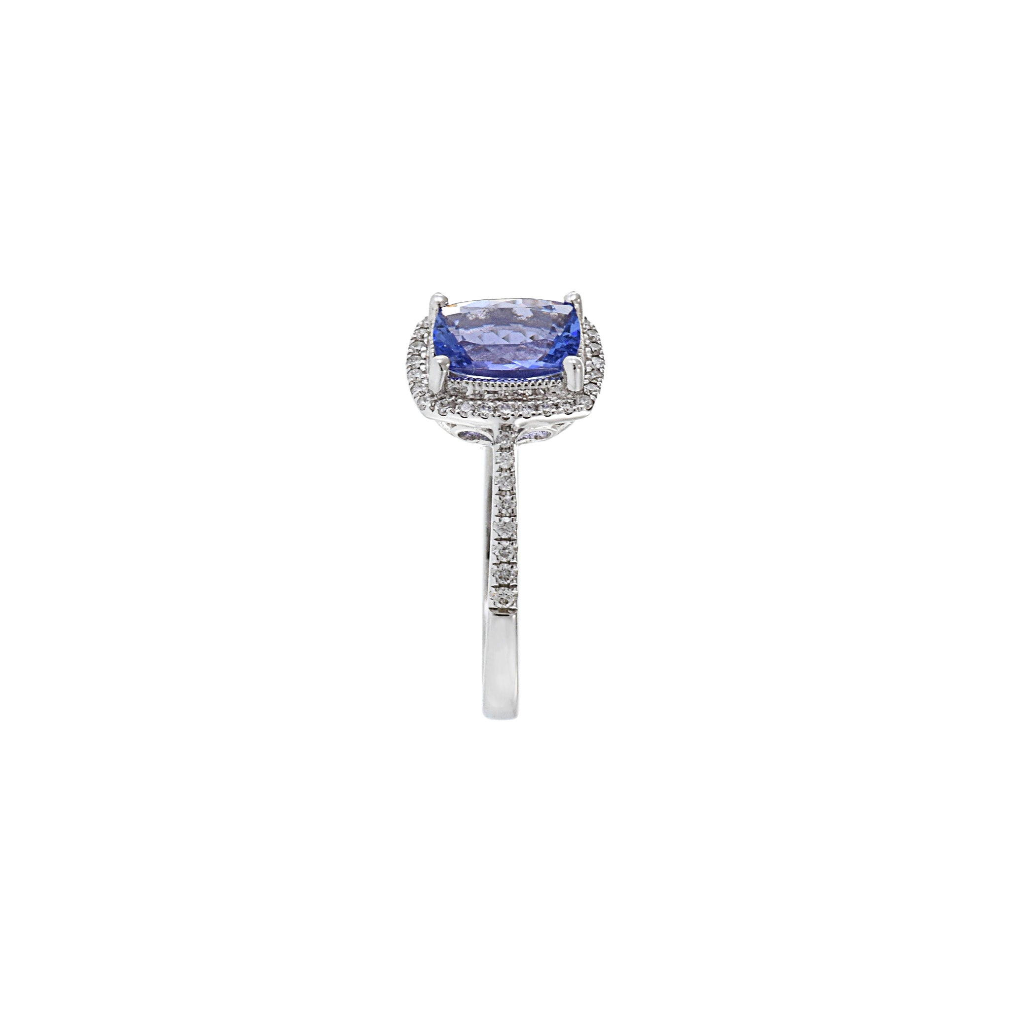 14KT White Gold Tanzanite And Diamond Ring