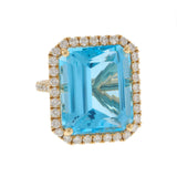 14KT Yellow Gold Blue Topaz & Diamond Ring