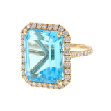 14KT Yellow Gold Blue Topaz & Diamond Ring