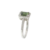 14KT White Gold Green Tourmaline & Diamond Ring
