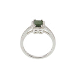 14KT White Gold Green Tourmaline & Diamond Ring