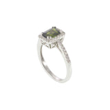 14KT White Gold Green Tourmaline & Diamond Ring