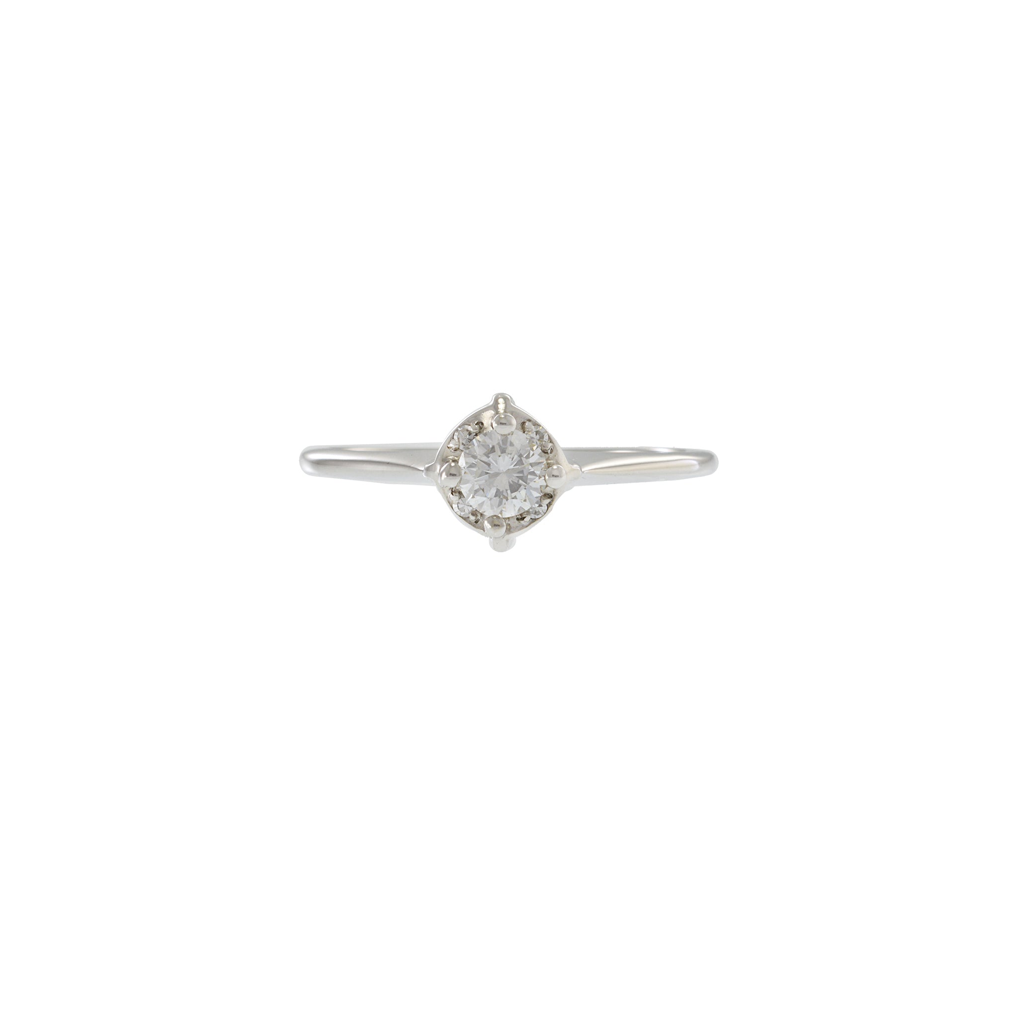 14KT White Gold Retro Era Diamond Ring