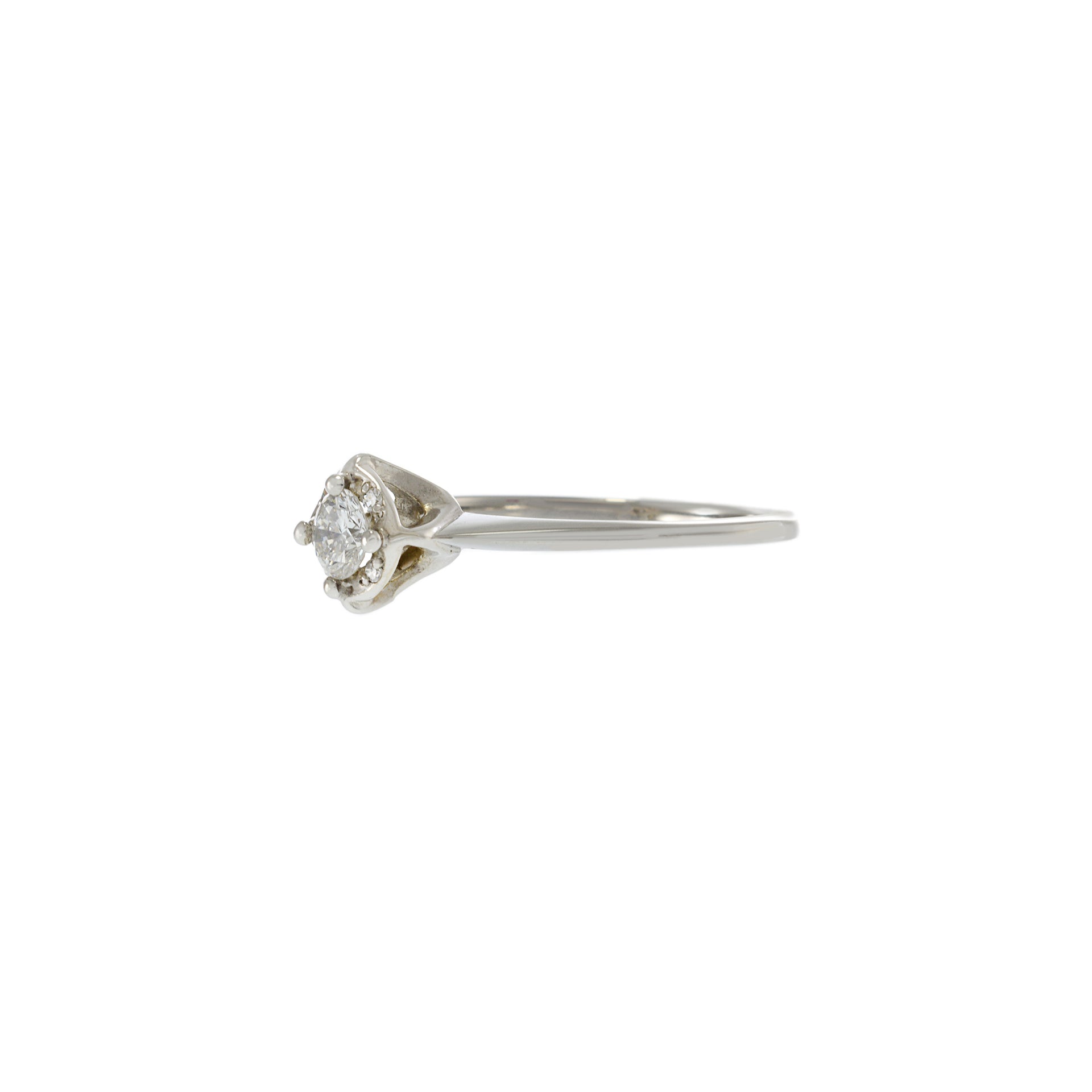 14KT White Gold Retro Era Diamond Ring