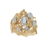 Circa 1970 14KT Yellow Gold Emerald Cut Diamond Ring