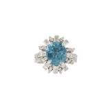 Estate Art Deco Blue Zircon And Diamond Ring