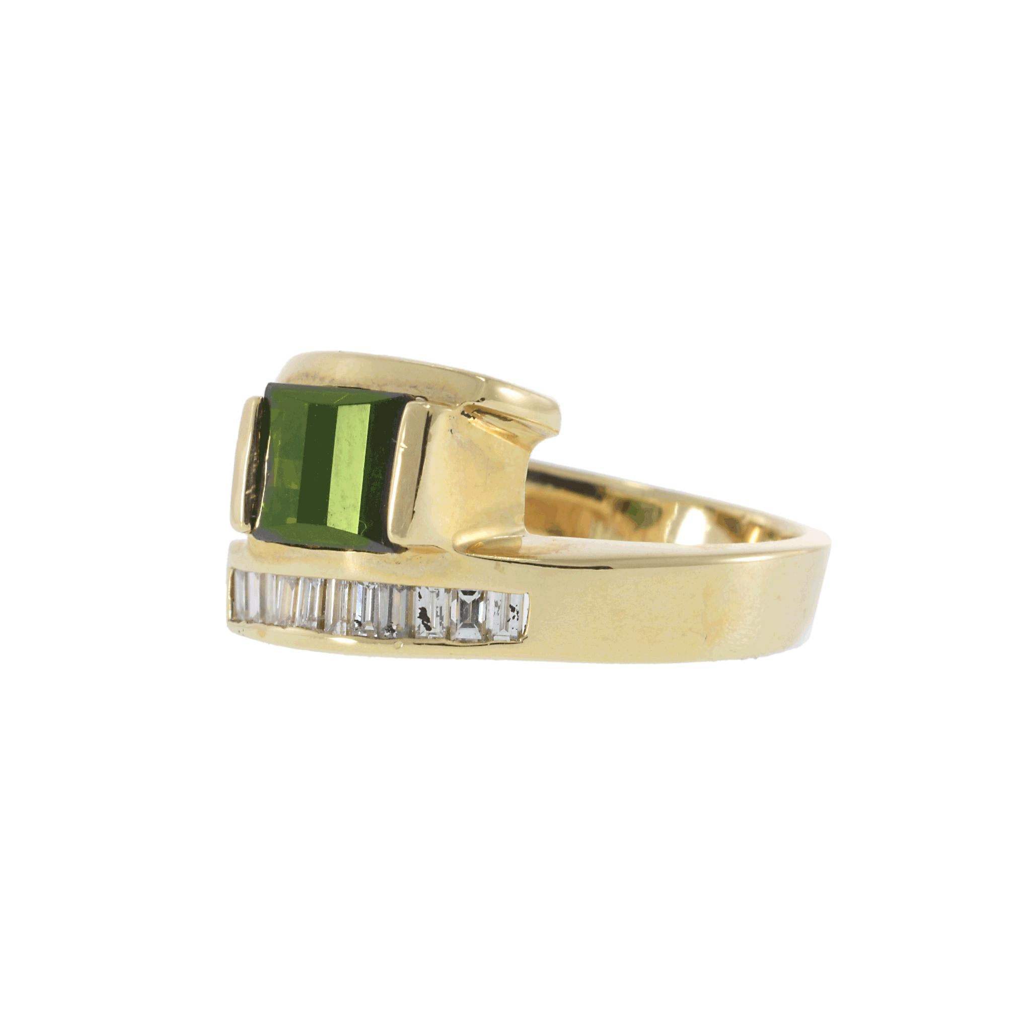 Vintage 1970s Tourmaline and Diamond Split Ring