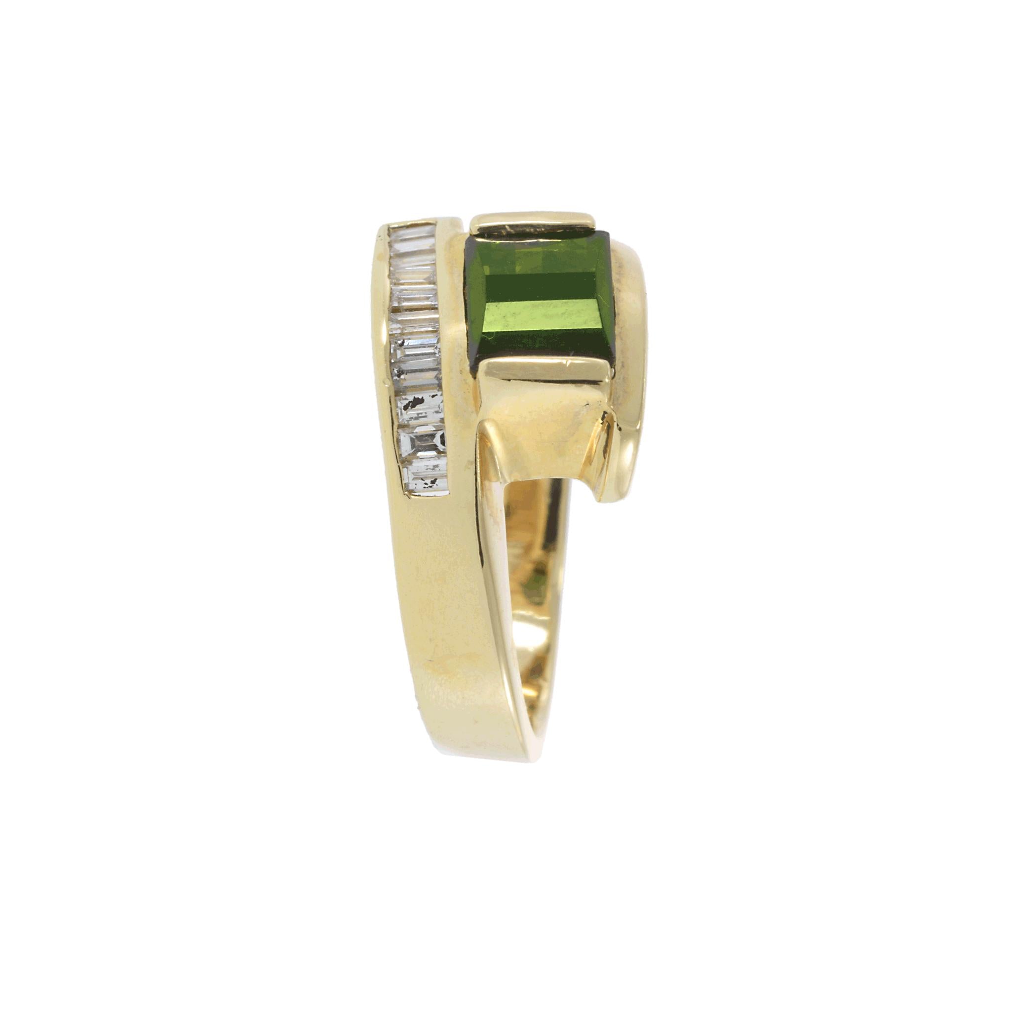 Vintage 1970s Tourmaline and Diamond Split Ring