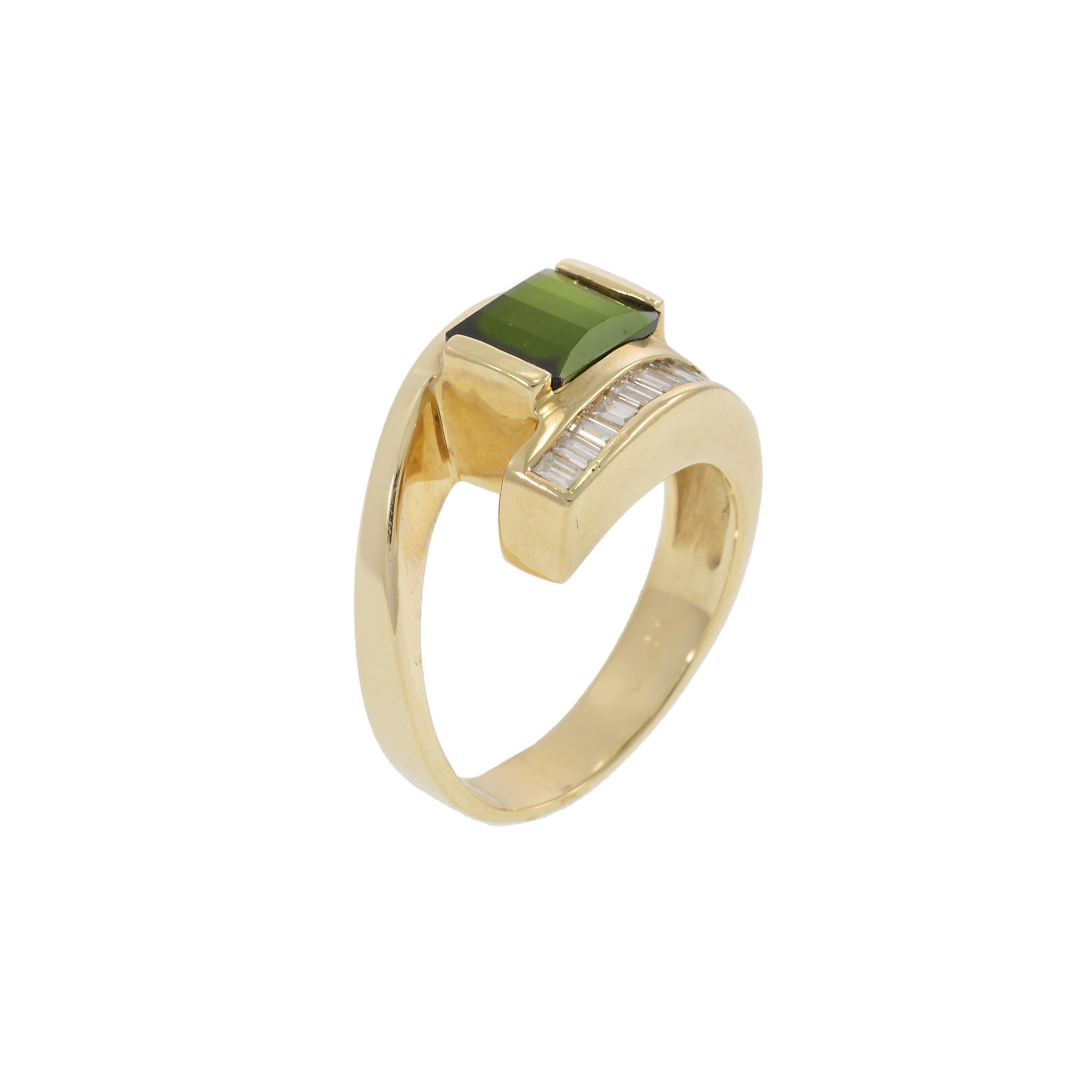 Vintage 1970s Tourmaline and Diamond Split Ring