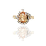 14KT Yellow Gold Orange Topaz And Diamond Ring