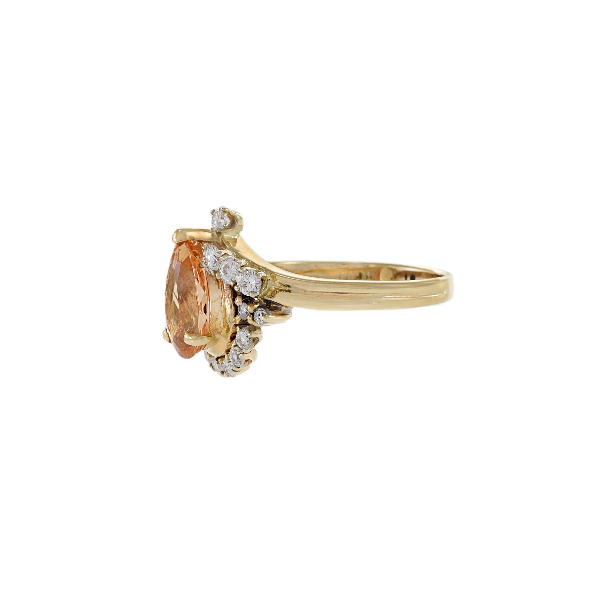 14KT Yellow Gold Orange Topaz And Diamond Ring