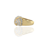 Vintage 1970s 14KT Yellow Gold Diamond Swirl Dome Ring