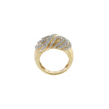 Vintage 1970s 14KT Yellow Gold Diamond Swirl Dome Ring