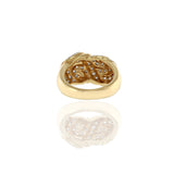 Vintage 1970s 14KT Yellow Gold Diamond Swirl Dome Ring