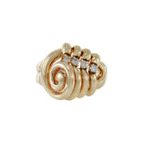 Vintage Retro Period 14KT Yellow Gold Diamond Swirl Ring