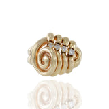 Vintage Retro Period 14KT Yellow Gold Diamond Swirl Ring