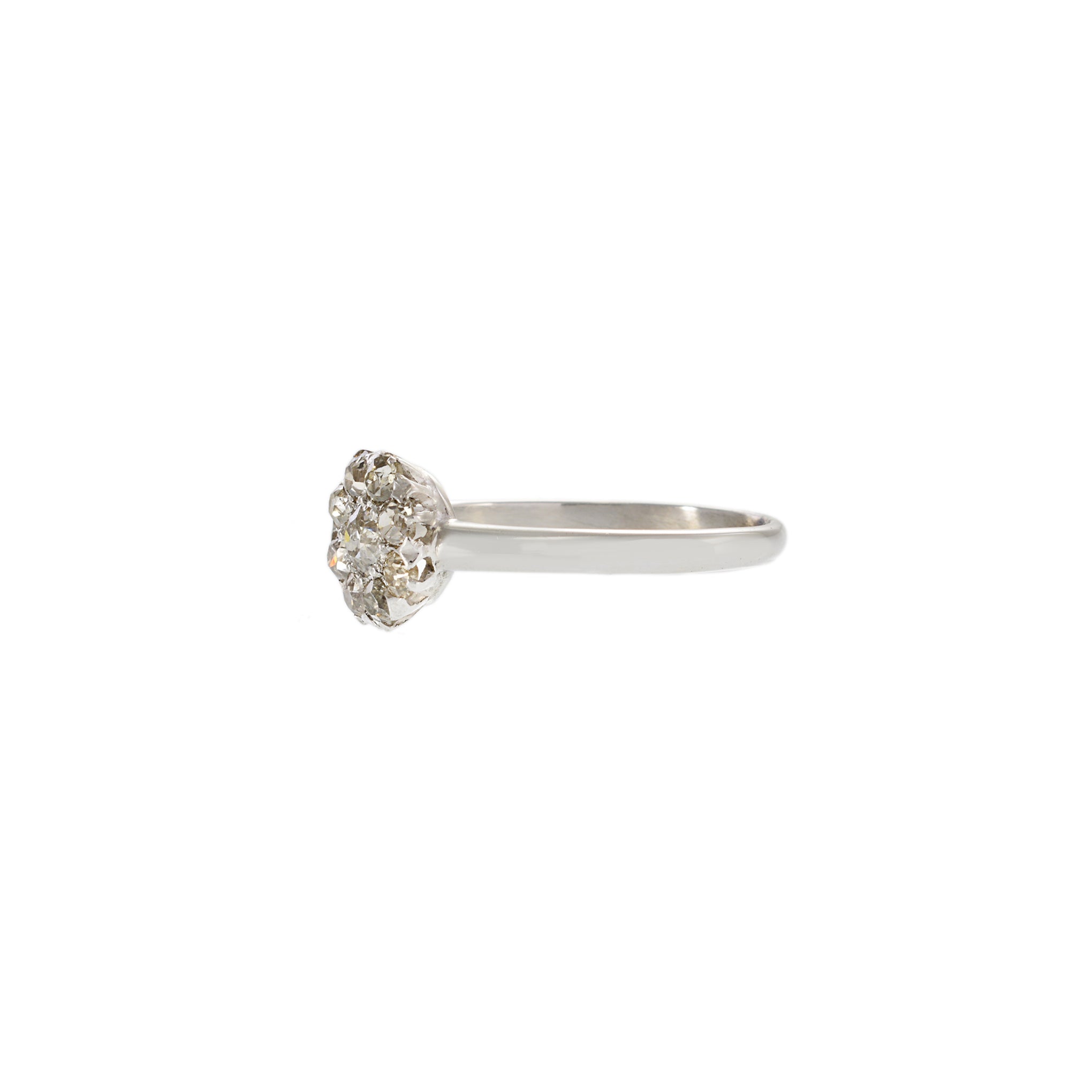 14KT White Gold Art Deco Diamond Cluster Ring