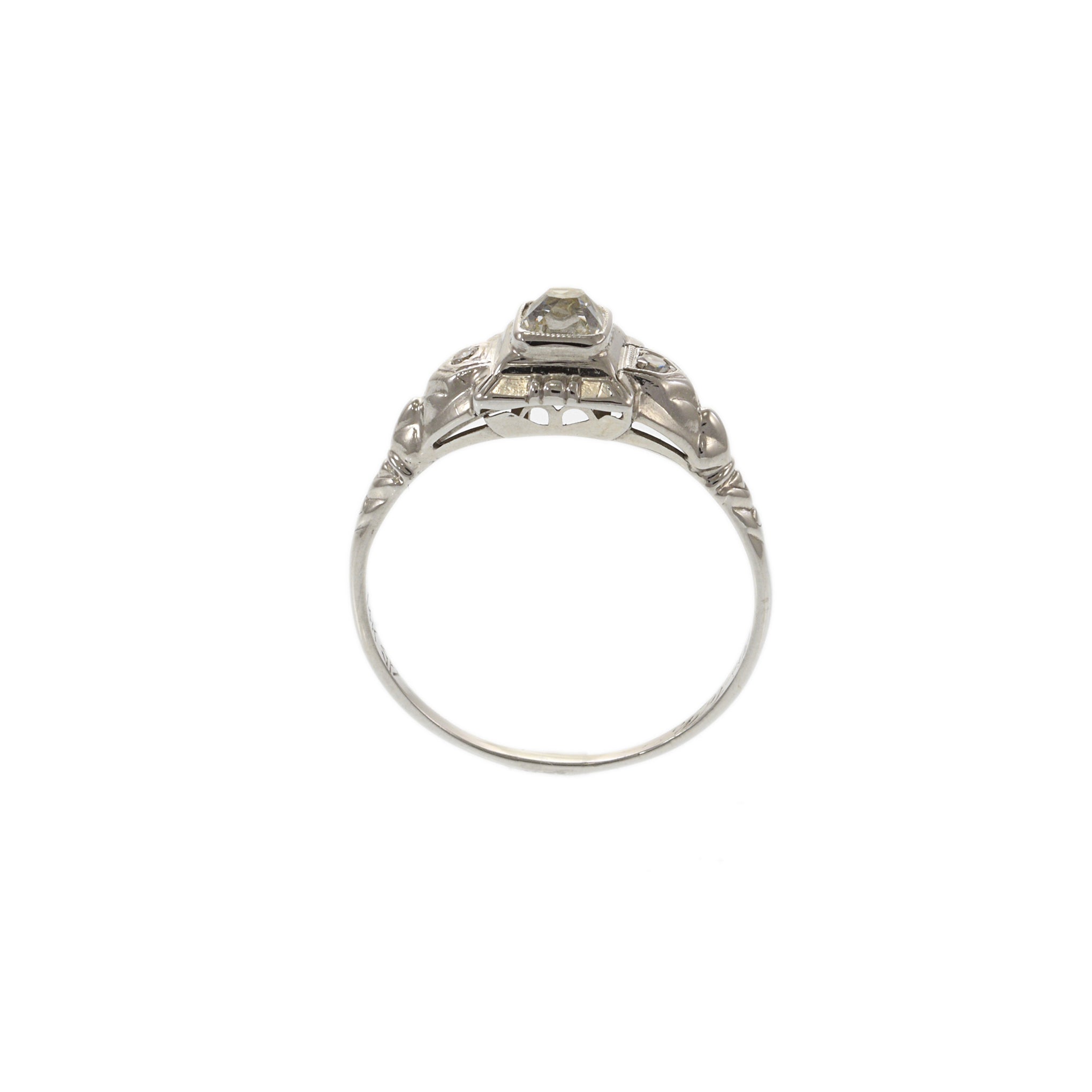 14KT White Gold Edwardian Era Diamond Ring