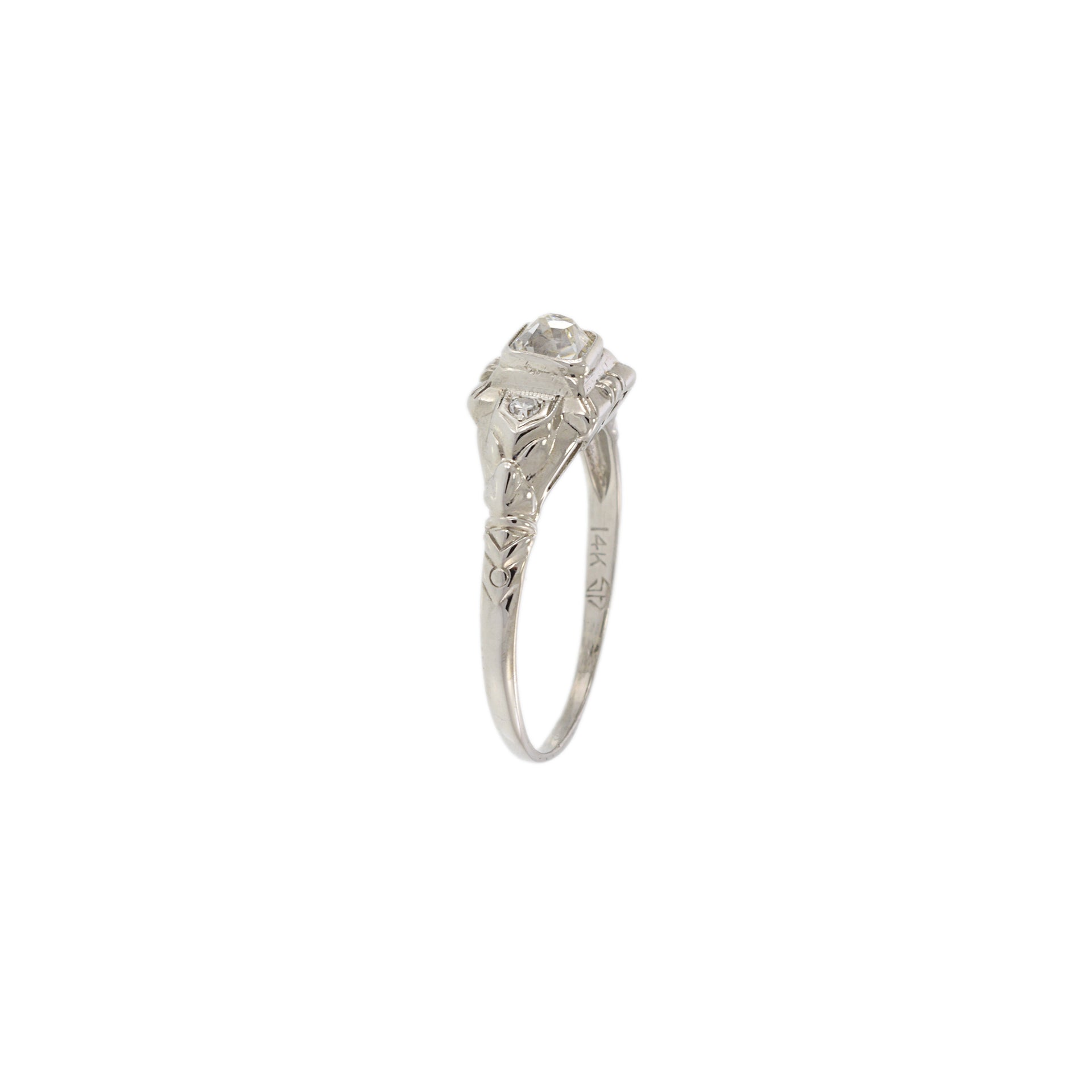 14KT White Gold Edwardian Era Diamond Ring