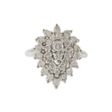 Vintage 14KT White Gold Diamond Cluster Ring