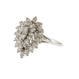Vintage 14KT White Gold Diamond Cluster Ring