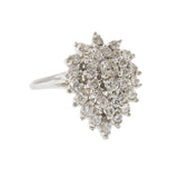 Vintage 14KT White Gold Diamond Cluster Ring