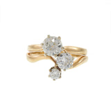 Antique Art Deco Period Old European Cut Three-Stone Diamond Ring