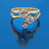 Antique Art Deco Period Old European Cut Three-Stone Diamond Ring