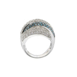 14KT White Gold Blue and White Diamond Dome Ring