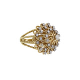 Vintage Retro Era 14KT Yellow Gold Braided Dome Diamond Cocktail Ring