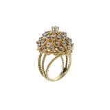 Vintage Retro Era 14KT Yellow Gold Braided Dome Diamond Cocktail Ring