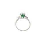 14KT White Gold Oval Emerald and Diamond Ring