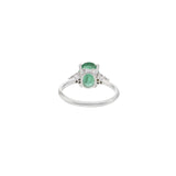 14KT White Gold Oval Emerald and Diamond Ring