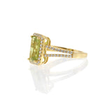 14KT Yellow Gold Peridot and Diamond Ring