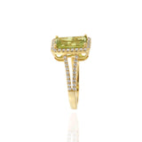 14KT Yellow Gold Peridot and Diamond Ring