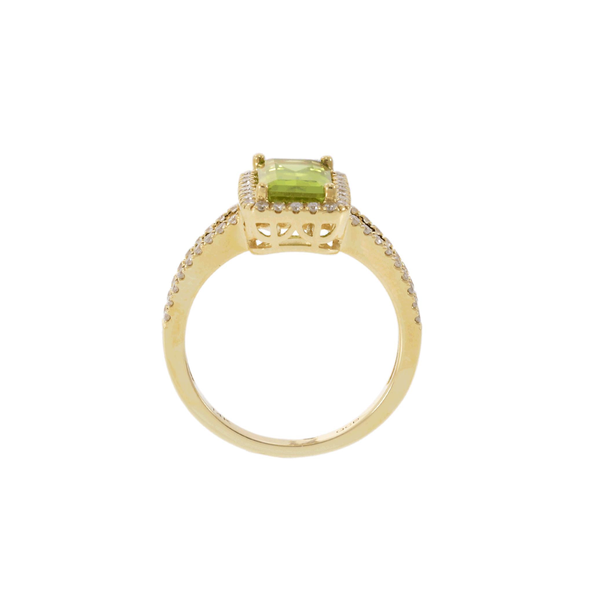 14KT Yellow Gold Peridot and Diamond Ring