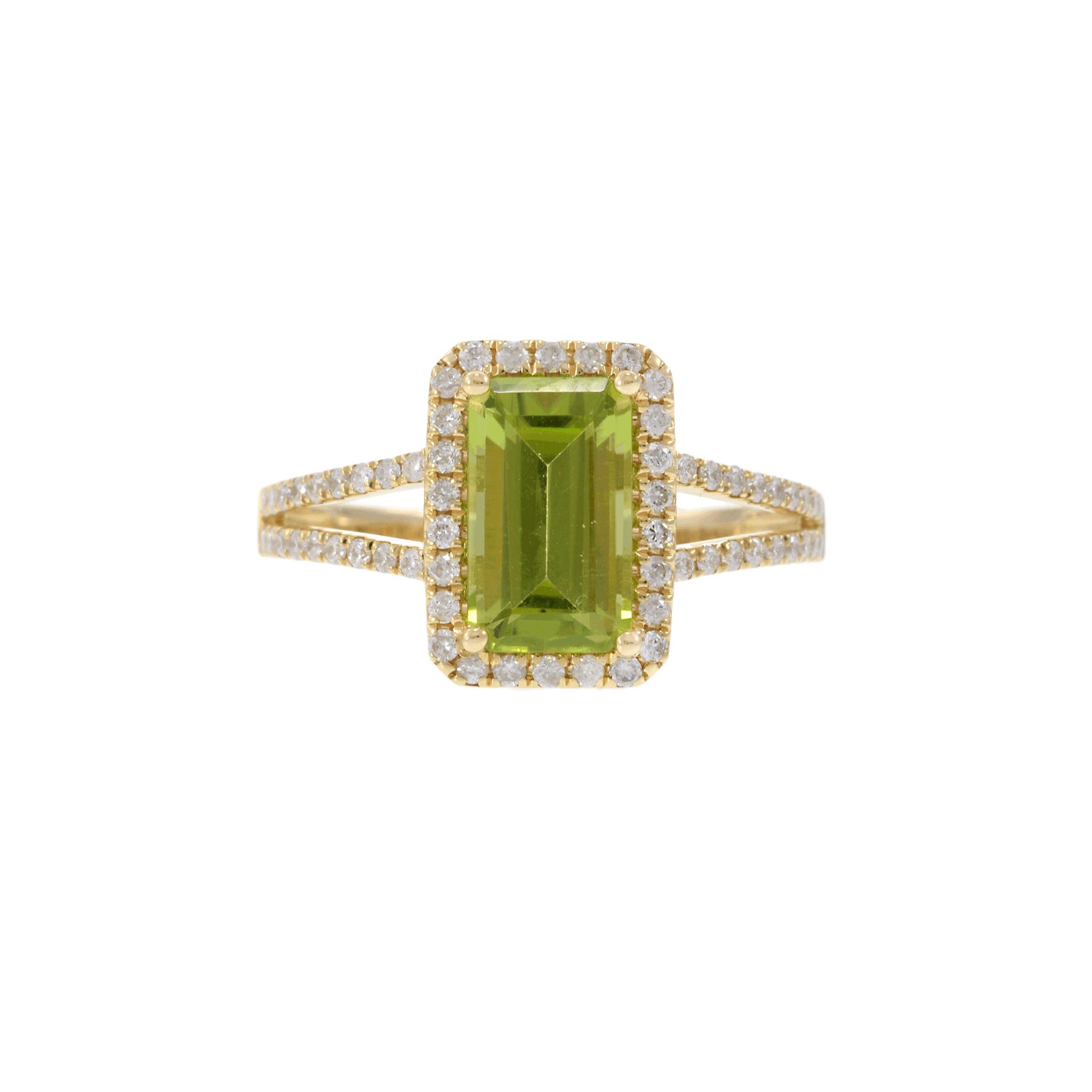 14KT Yellow Gold Peridot and Diamond Ring