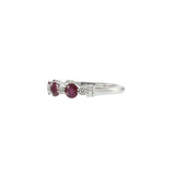 14KT White Gold Alternating Ruby and Diamond Band