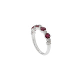 14KT White Gold Alternating Ruby and Diamond Band