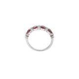 14KT White Gold Alternating Ruby and Diamond Band