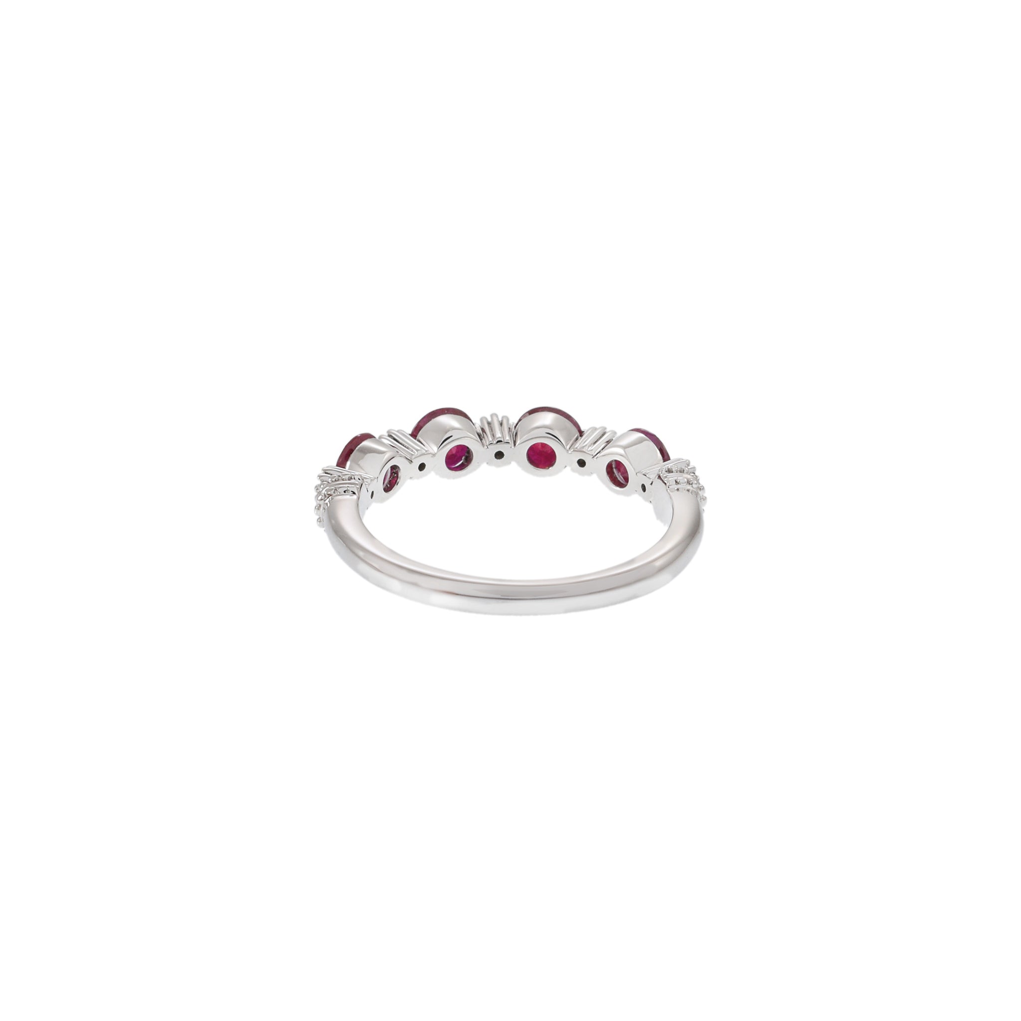 14KT White Gold Alternating Ruby and Diamond Band