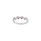 14KT White Gold Alternating Ruby and Diamond Band