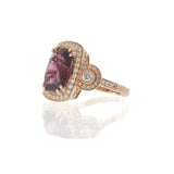 Estate Rhodolite Garnet and Diamond Halo Ring - 14KT Rose Gold