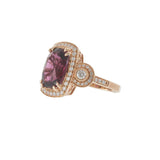 Estate Rhodolite Garnet and Diamond Halo Ring - 14KT Rose Gold