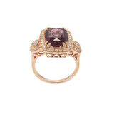 Estate Rhodolite Garnet and Diamond Halo Ring - 14KT Rose Gold