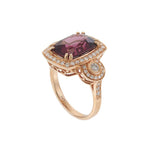 Estate Rhodolite Garnet and Diamond Halo Ring - 14KT Rose Gold