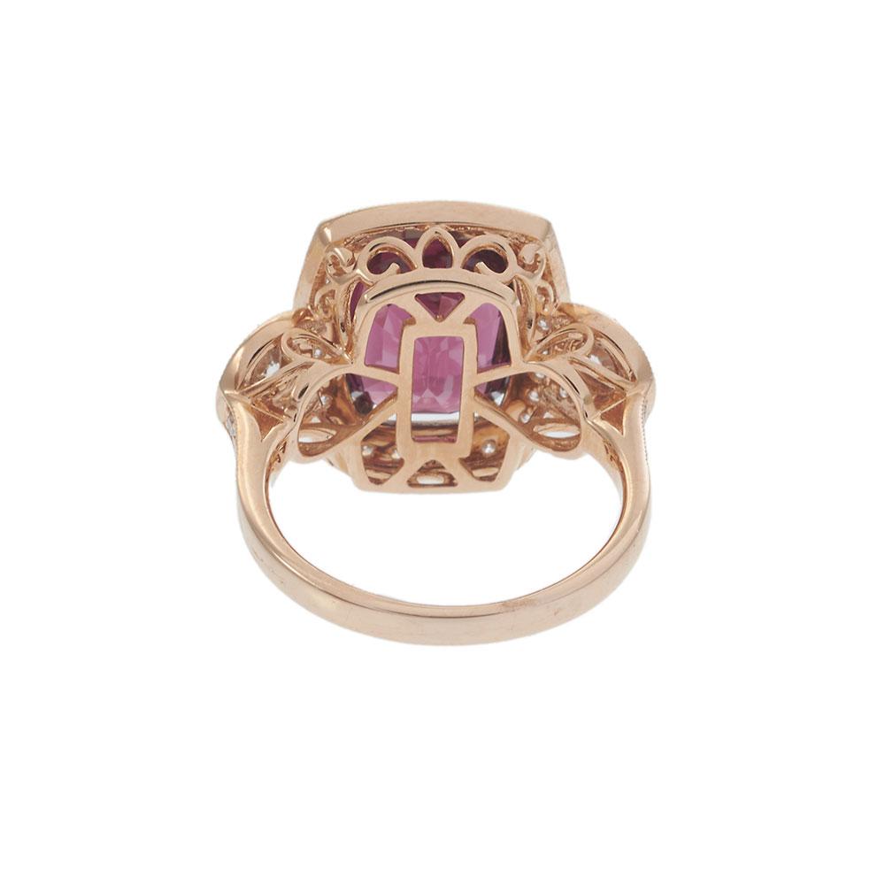 Estate Rhodolite Garnet and Diamond Halo Ring - 14KT Rose Gold