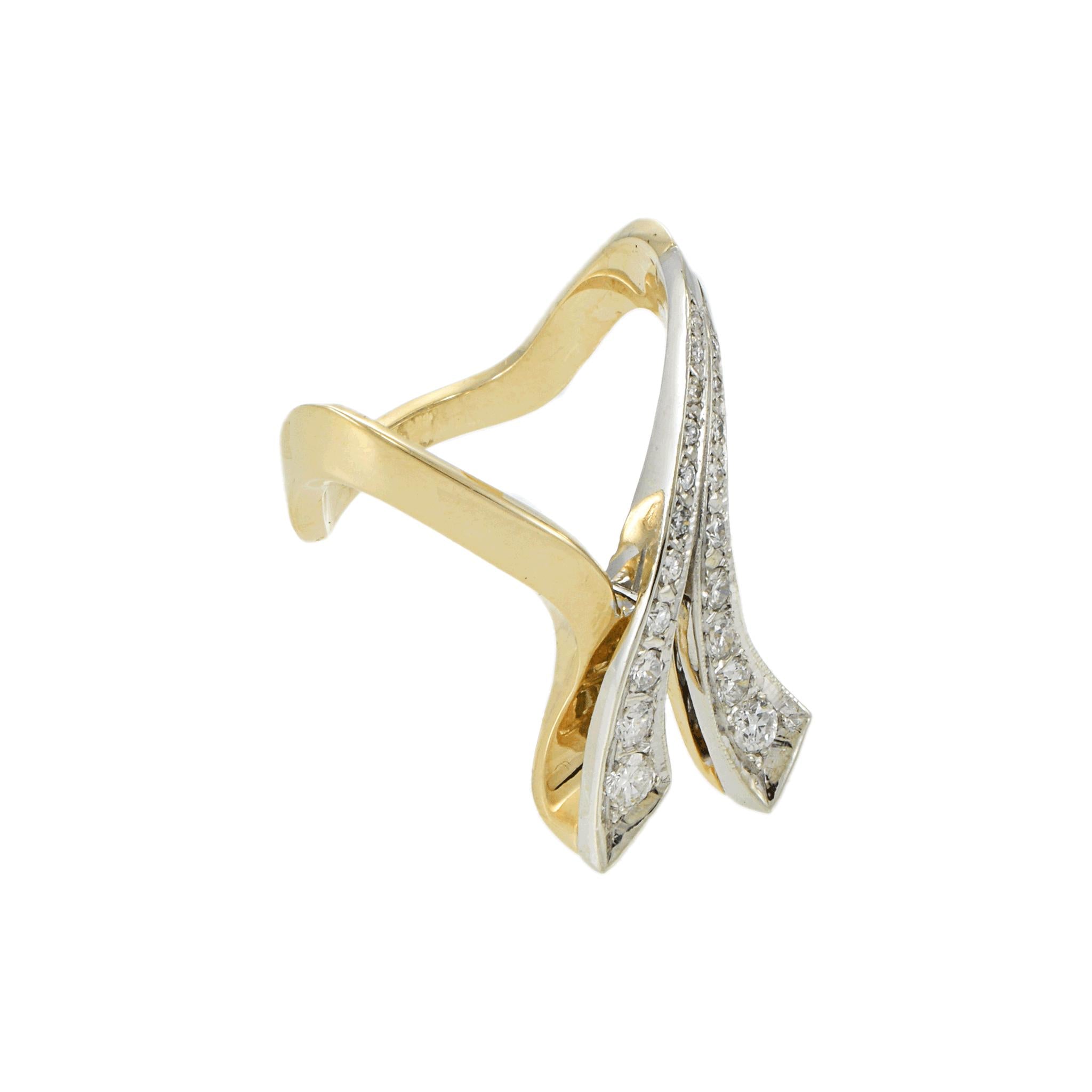 Vintage Retro Era Diamond Ribbon Ring