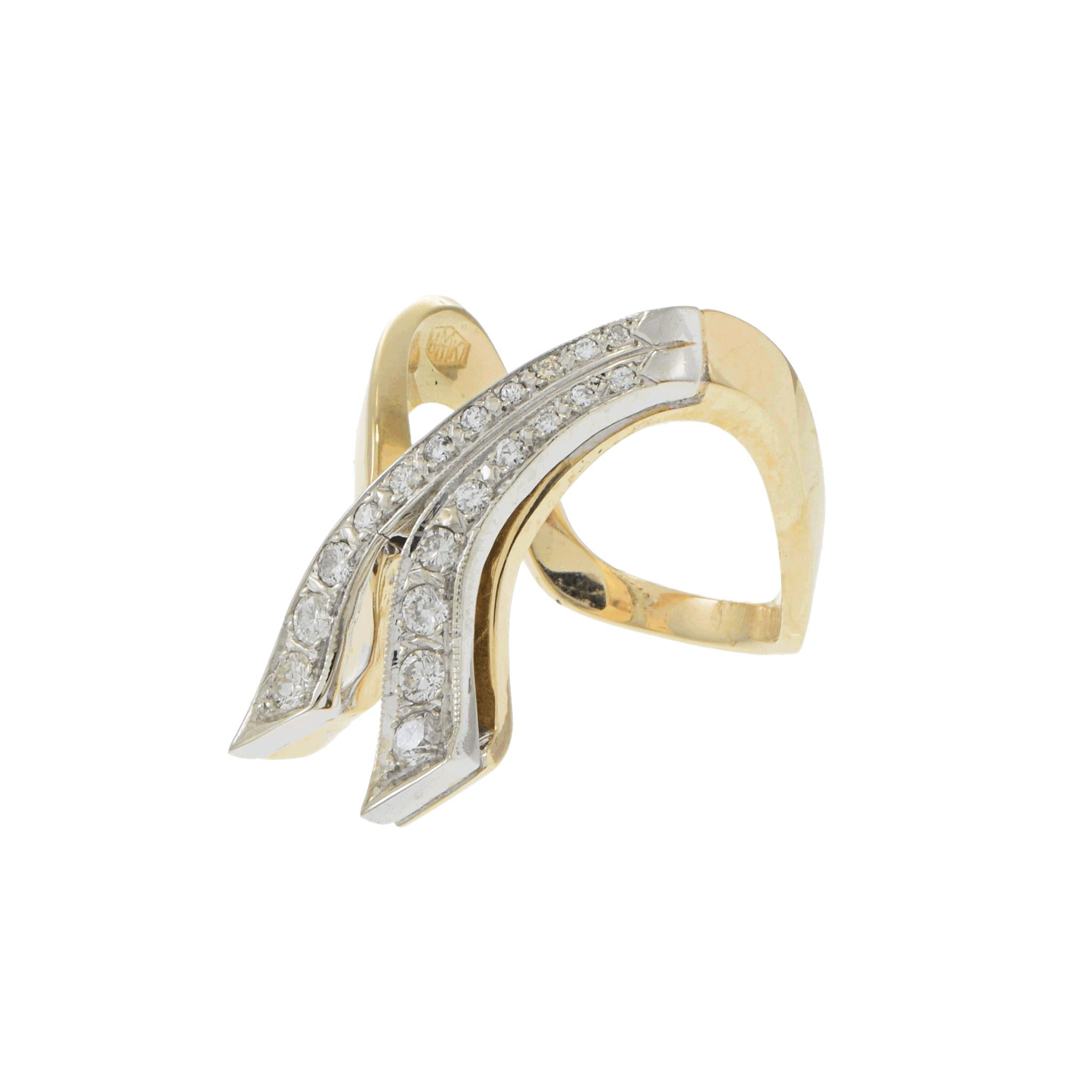 Vintage Retro Era Diamond Ribbon Ring