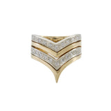 Vintage 1970s 14KT Yellow Gold Diamond Chevron “V” Ring